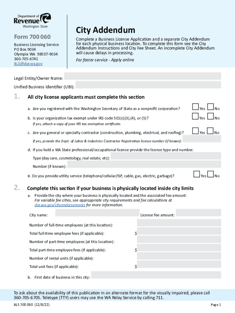  WA DoR BLS 700 060 Form 2022-2024