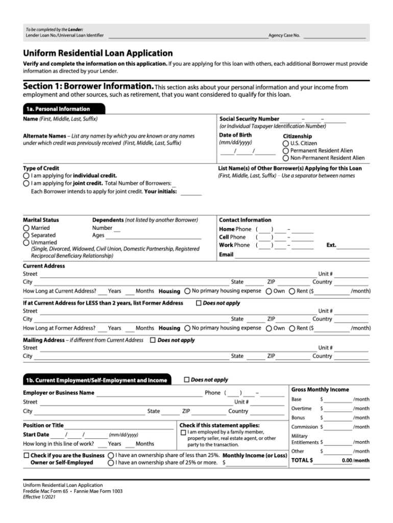 Uniform Residential Loan Application URLA2019Borrowerv28 PDF
