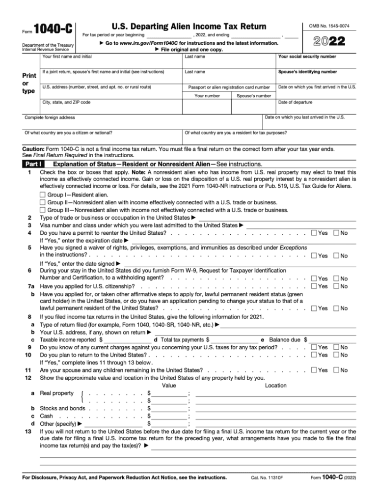  Irs Income Tax Return Form 2022