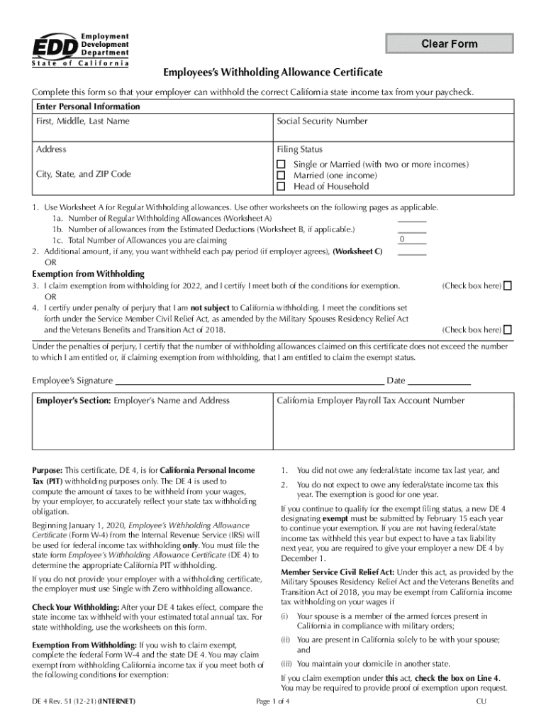 De4 20212024 Form Fill Out and Sign Printable PDF Template signNow