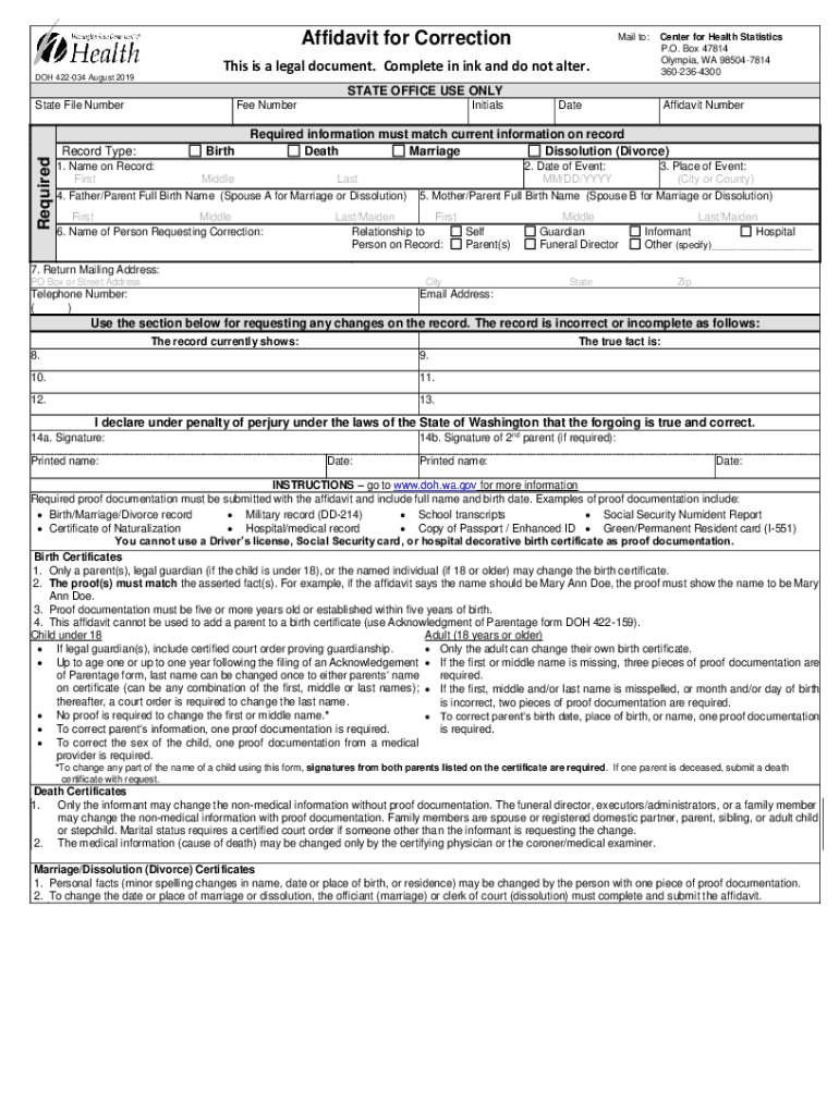 Affidavit for Correctional ToThis is a Legal Docu  Form