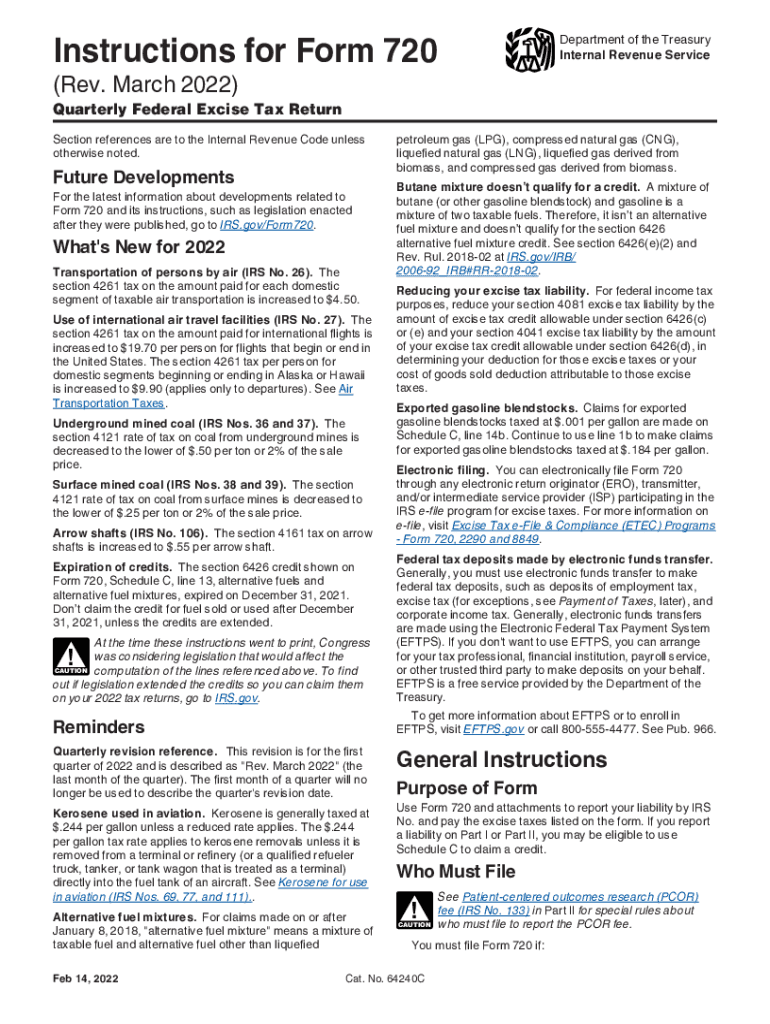 Www Reginfo GovpublicdoInstructions for Form 720 Department of the Treasury Internal