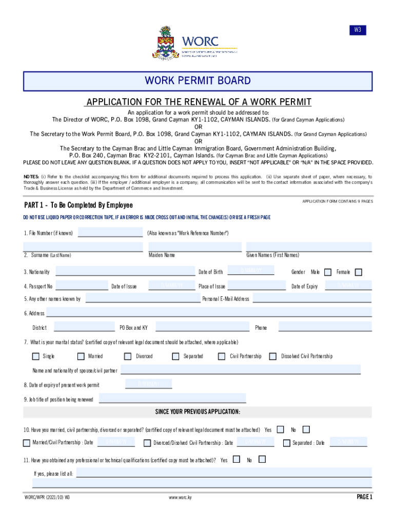  W3WORK PERMIT BOARD APPLICATION for the RENEWAL of 2021-2024