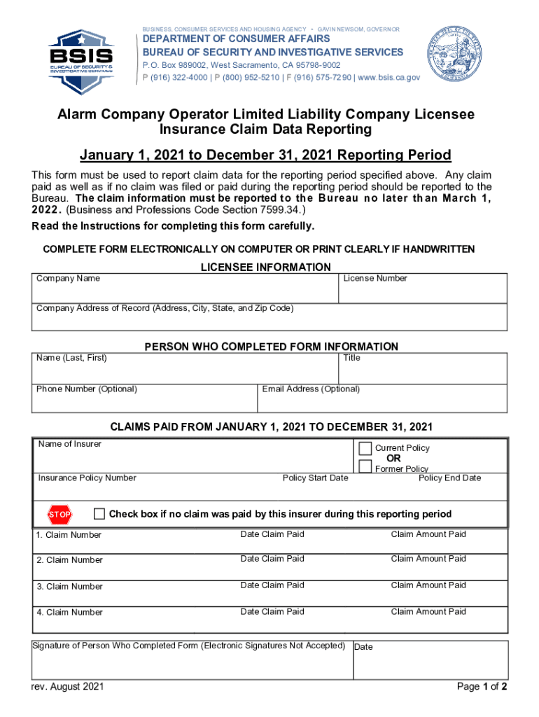 Alarm Company Operator Limited Liability Company Licensee Alarm Company Operator Limited Liability Company Licensee  Form