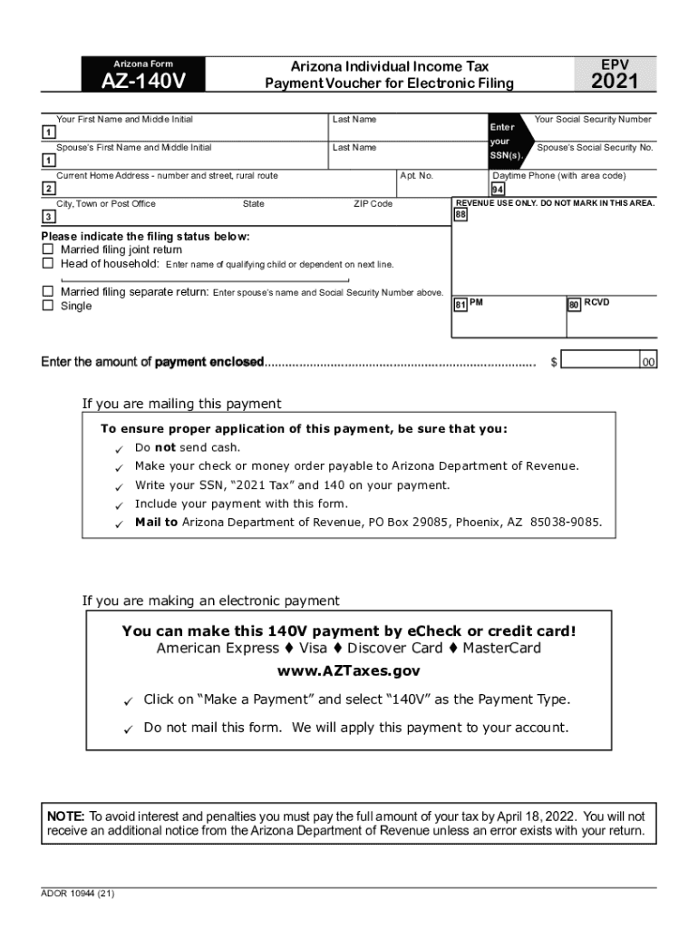  Www Taxformfinder Orgarizonaform Az 140vArizona Form AZ 140V Arizona Individual Income Tax Payment 2023