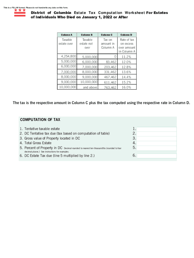  DC OTR D 76 Form 2022-2024