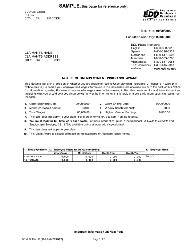 Edd Ca Govpdfpubctrde1275aA GUIDE to BENEFITS and EMPLOYMENT SERVICES Form