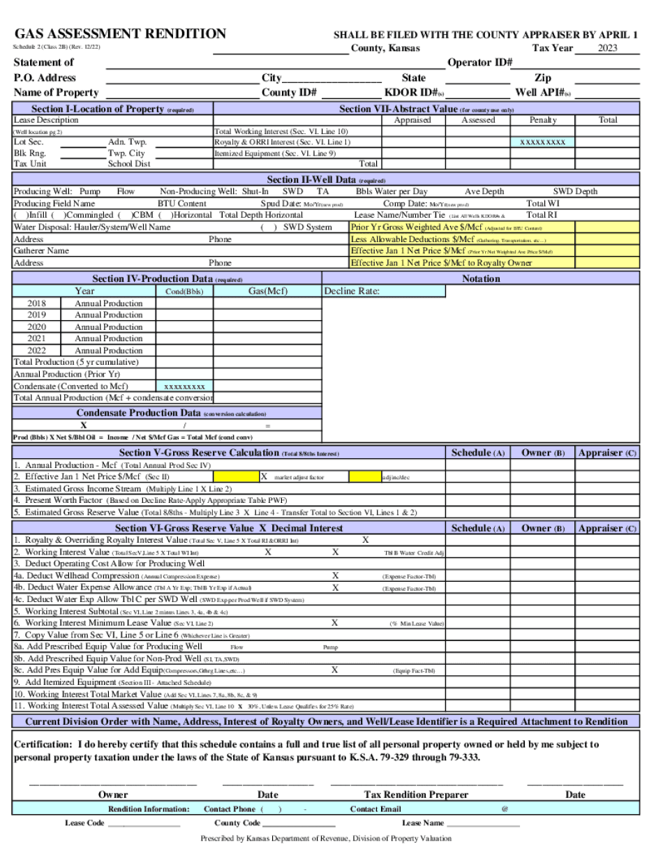  GAS ASSESSMENT RENDITIONSHALL BE FILED with the CO 2023-2024