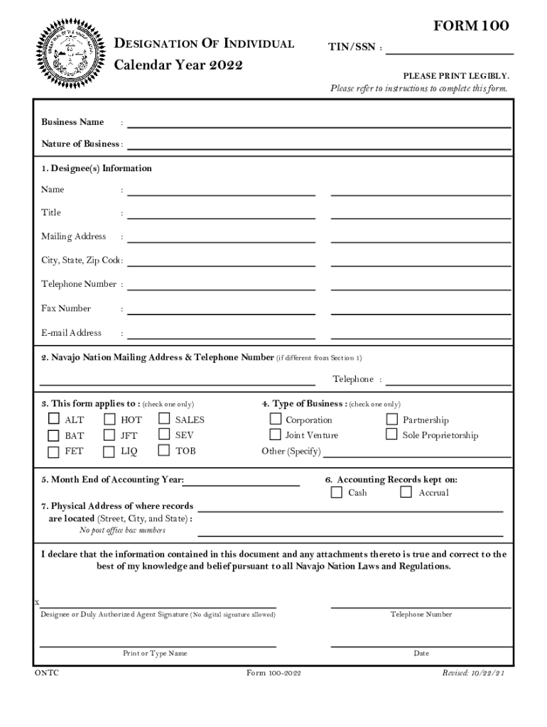  FORM100 Calendar Year 2022-2024