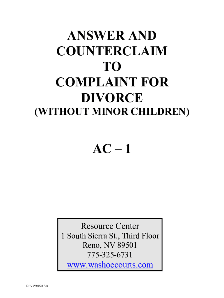 ANSWER and COUNTERCLAIM to COMPLAINT for DIVORCE  Form