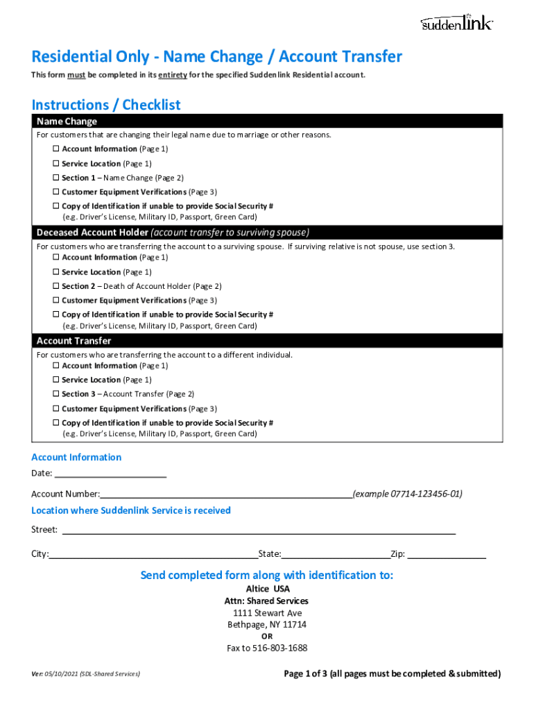  Suddenlink Name Change Form 2021-2024