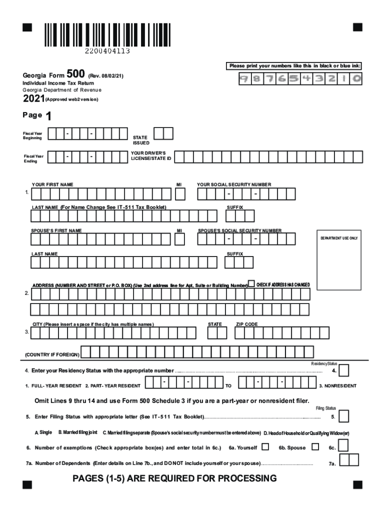  Www Formsbank Comtemplate274806Georgia Form 500 Draft Individual Income Tax Return 2021