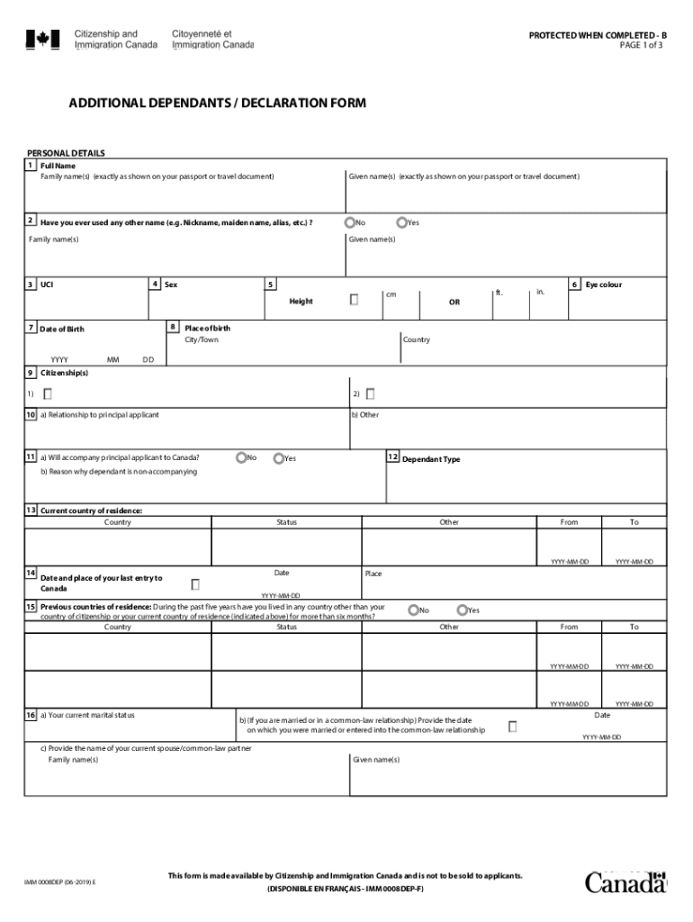 Imm 0008dep Additional Dependants  Form