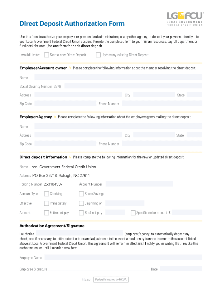 Lgfcu Direct Deposit Form