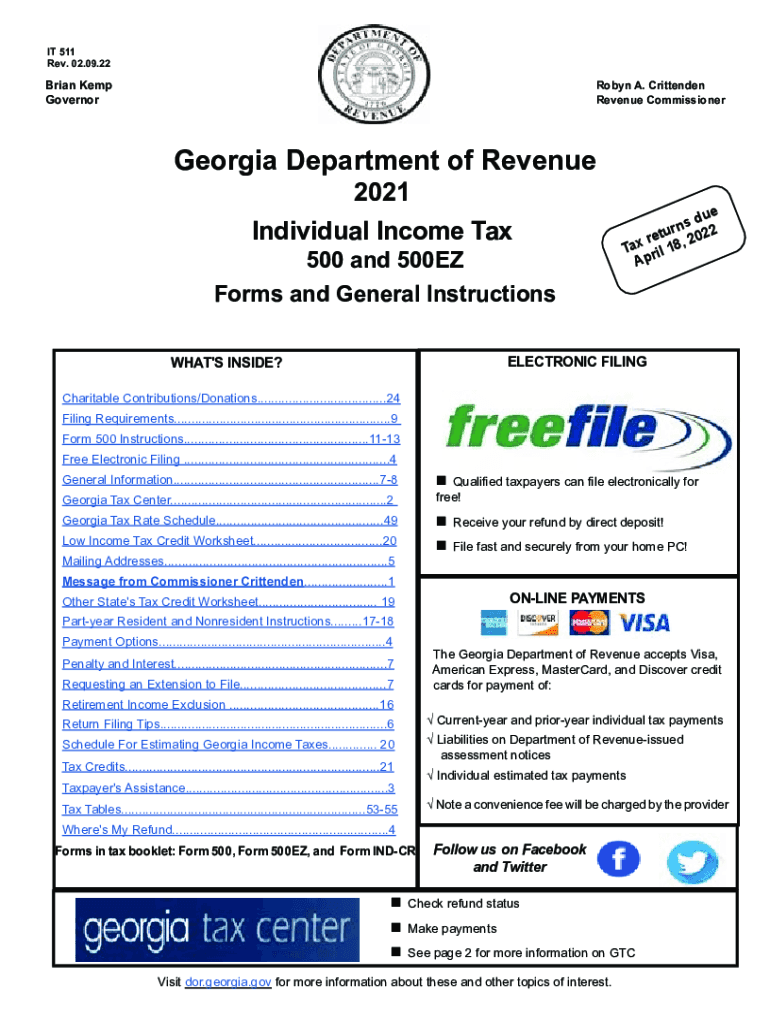  it 511 Individual Income Tax 500 and 500EZ Forms and General 2022-2024