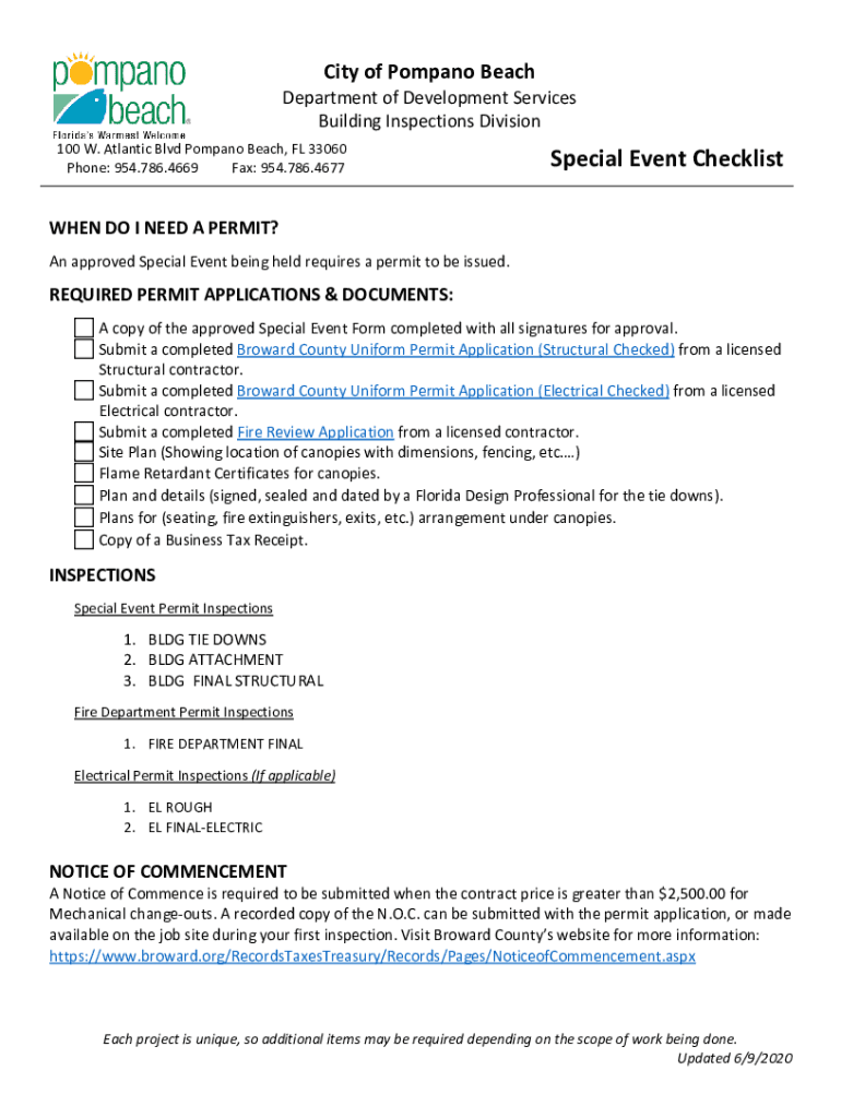 City of Pompano BeachDepartment of Development Ser  Form