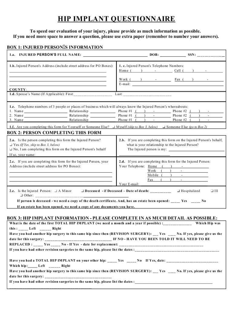 DEFIBRILLATOR QUESTIONNAIRE  Form