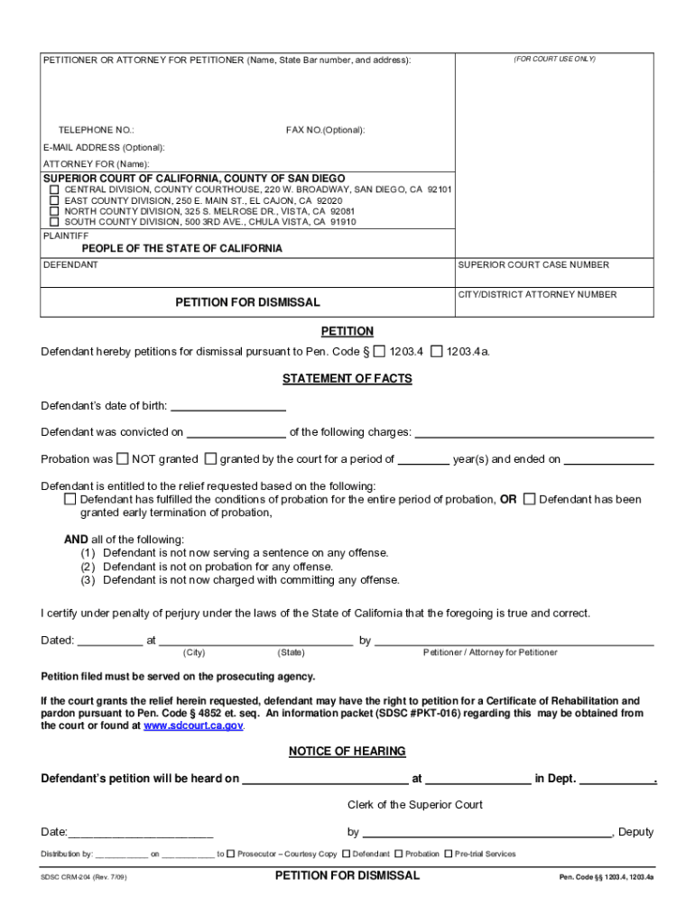 PETITION for DISMISSAL PACKET US Legal Forms 2009