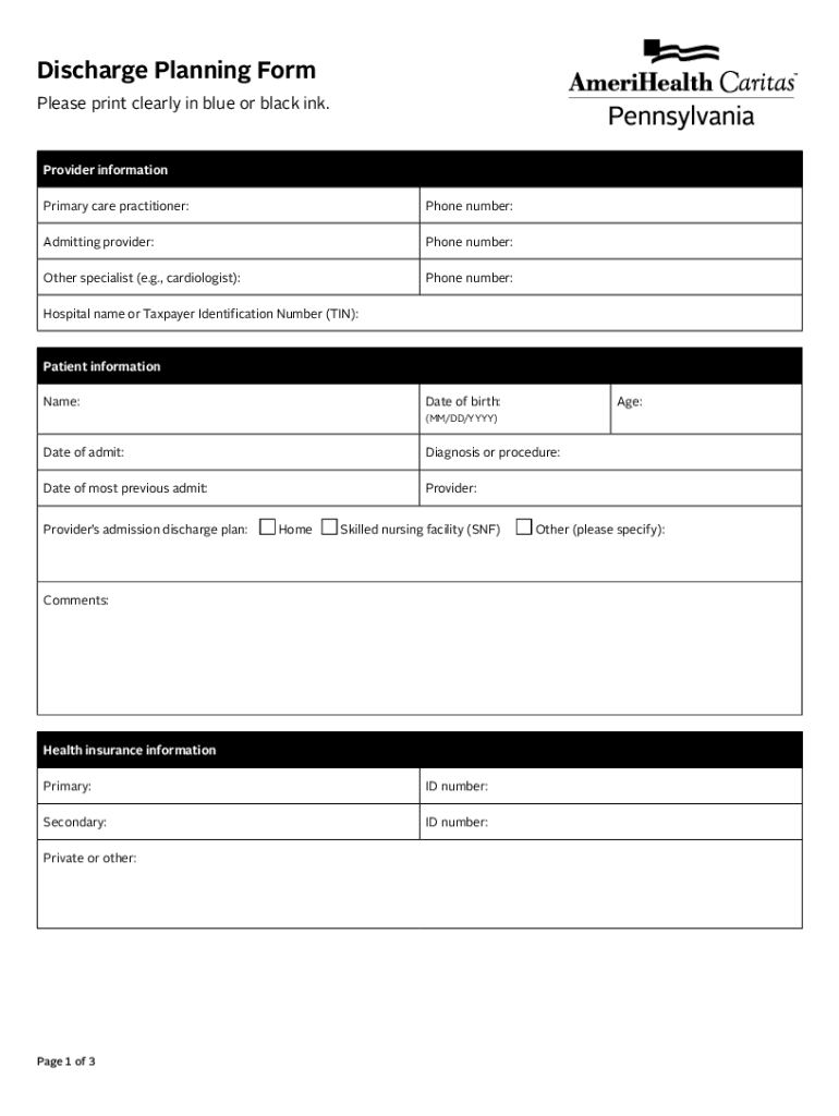 Your Discharge Planning Checklist Brochure MedicareDischarge Planning Form Amerihealthcaritasdc ComCMS Discharge Planning Rule S