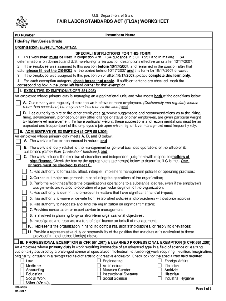 State Fair Labor Standards Act  Form