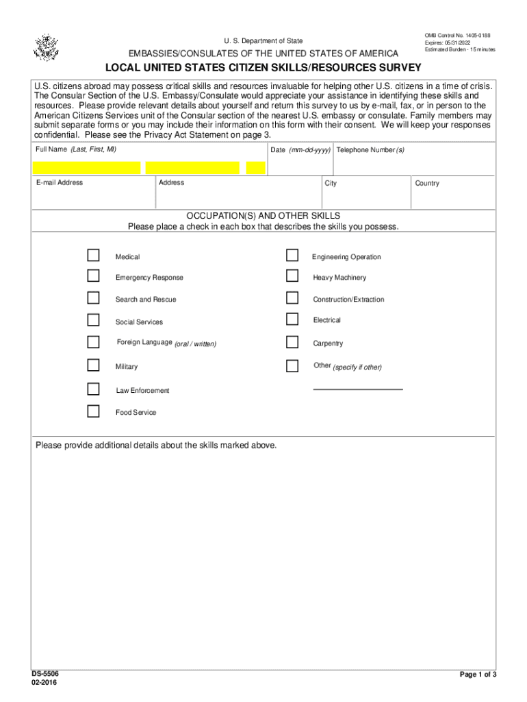Ds174 New PDF OMB CONTROL NO 1405 0189 EXPIRES ESTIMATED  Form