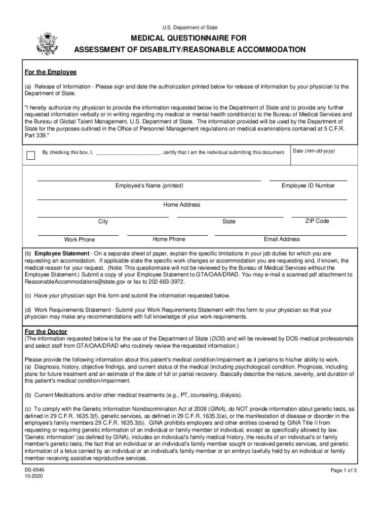 Questionnaire Reasonable Accommodation  Form