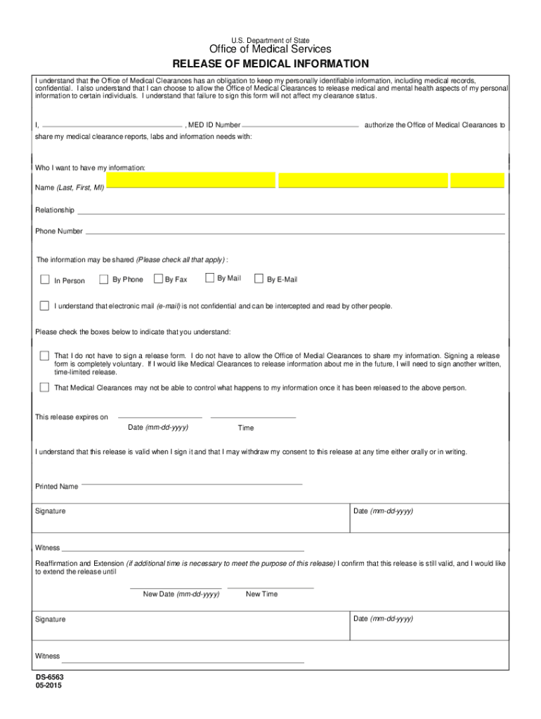 State Release Medical Form