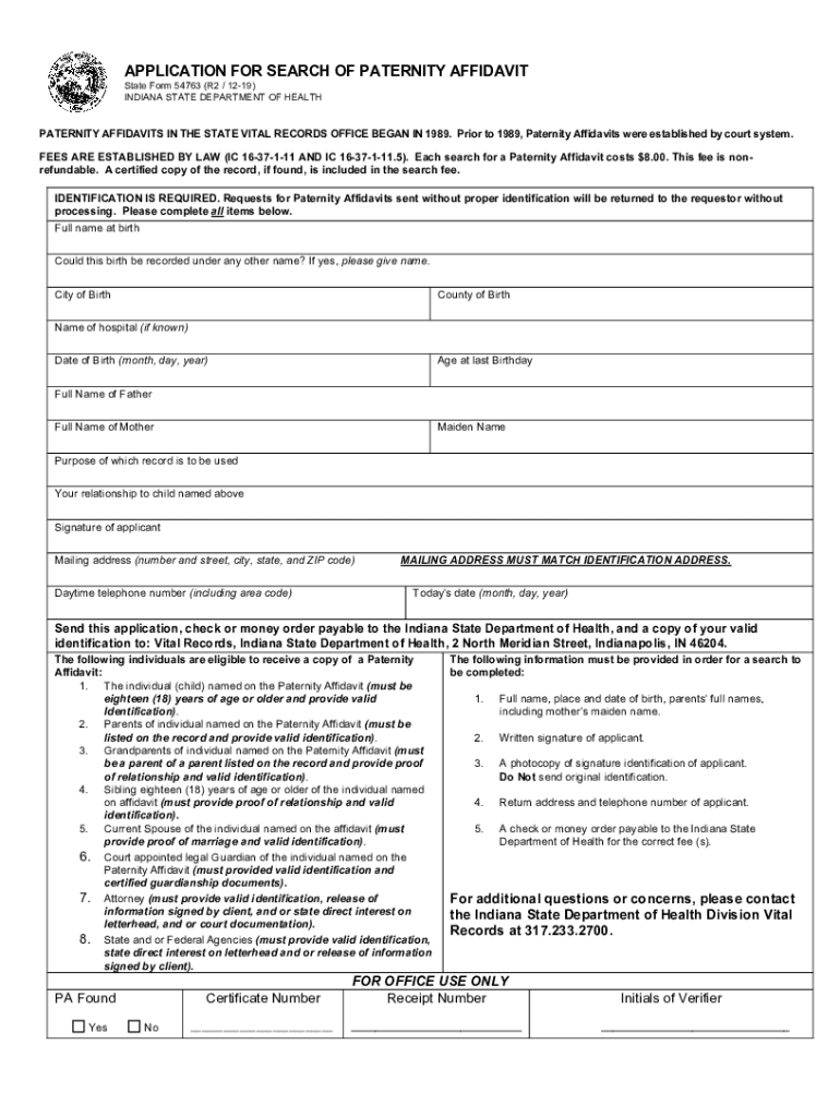 Secure in Govfiles54763 Fill InAPPLICATION for SEARCH of PATERNITY AFFIDAVIT  Form