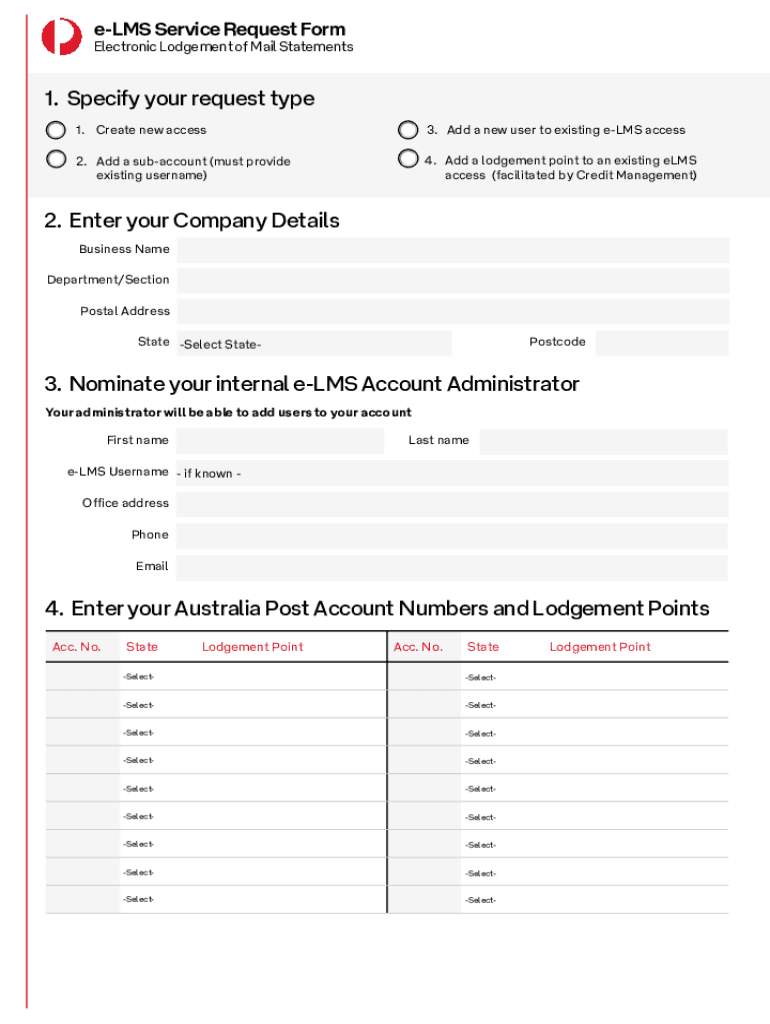 ELMS Service Request Form ELMS Service Request Form