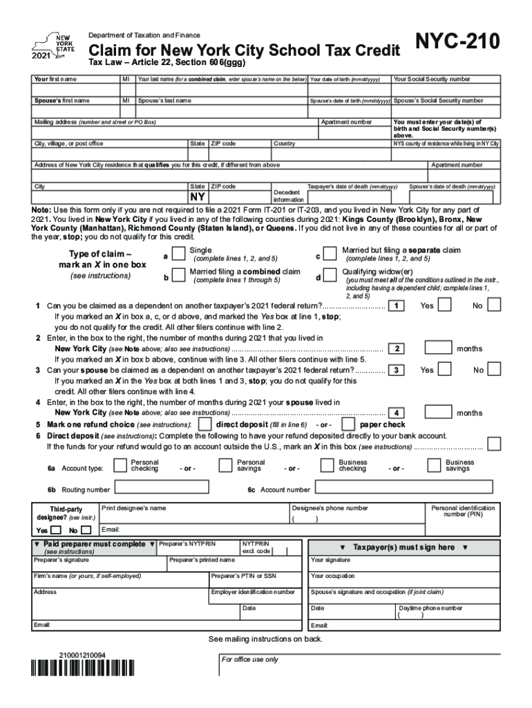 Nyc 210 Claim Form