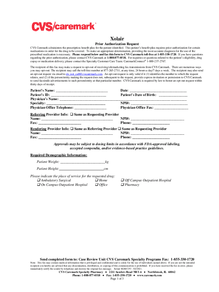 CareFirst BCBS Xolair Prior Authorization Request  Form