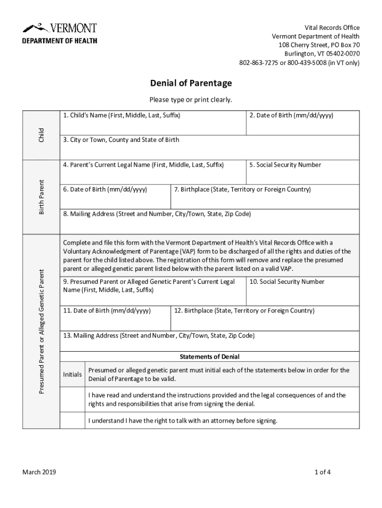 Www Healthvermont Govstatsvital RecordsVital Records &amp;amp; Population Data Vermont Department of Health  Form