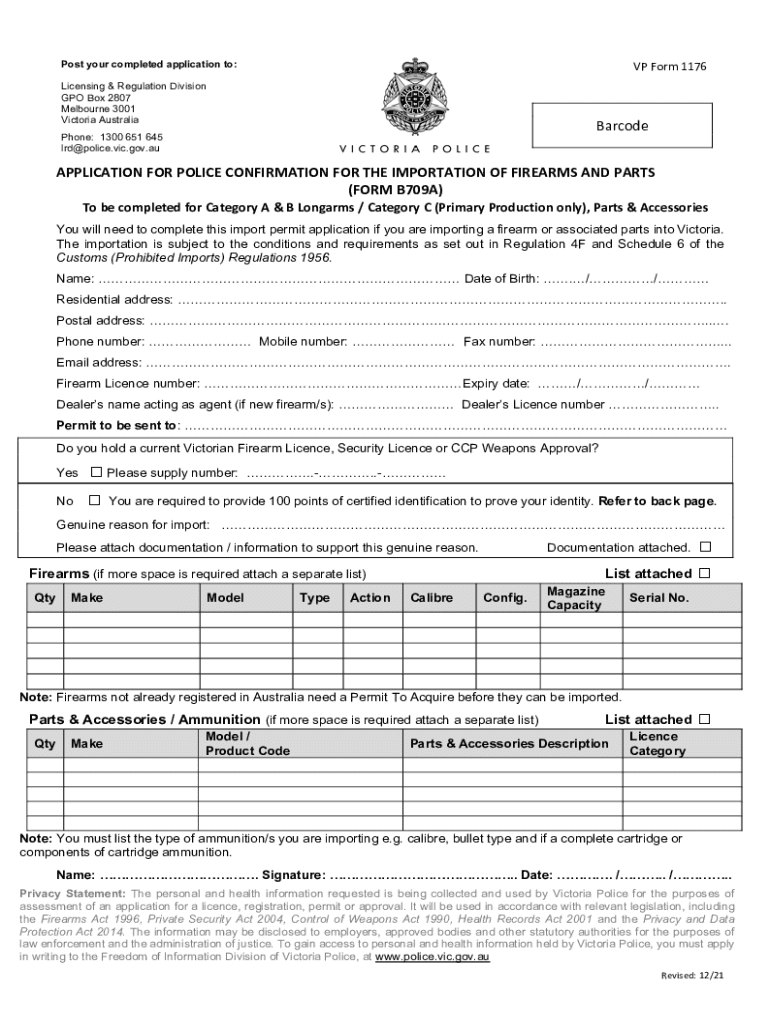  Post Your Completed Application ToVP Form 1176Lic 2021-2024