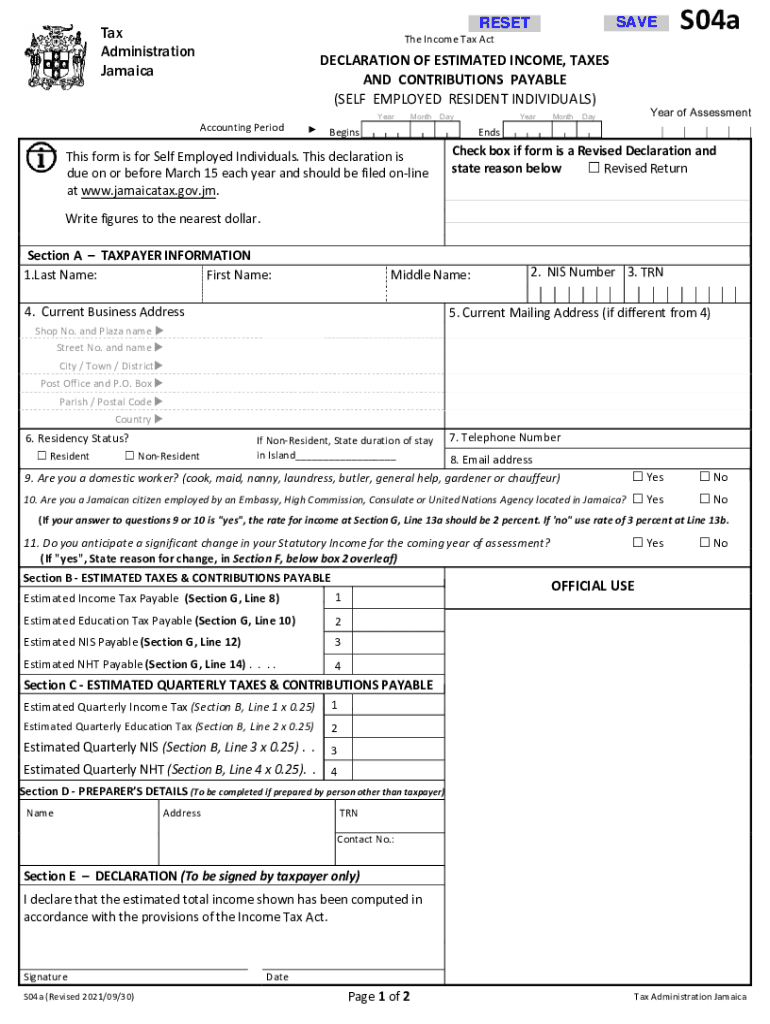 Jis Gov Jmtax Administration Jamaica TajTax Administration Jamaica TAJ Jis Gov Jm  Form