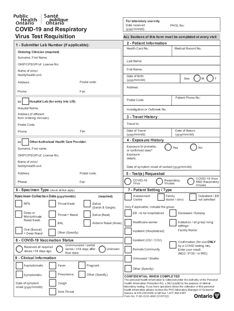 Canada Covid 19 Test  Form