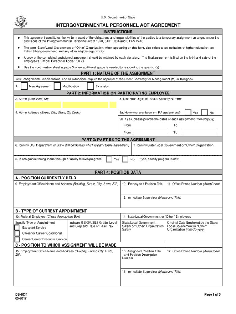 Intergovernmental Act Agreement  Form