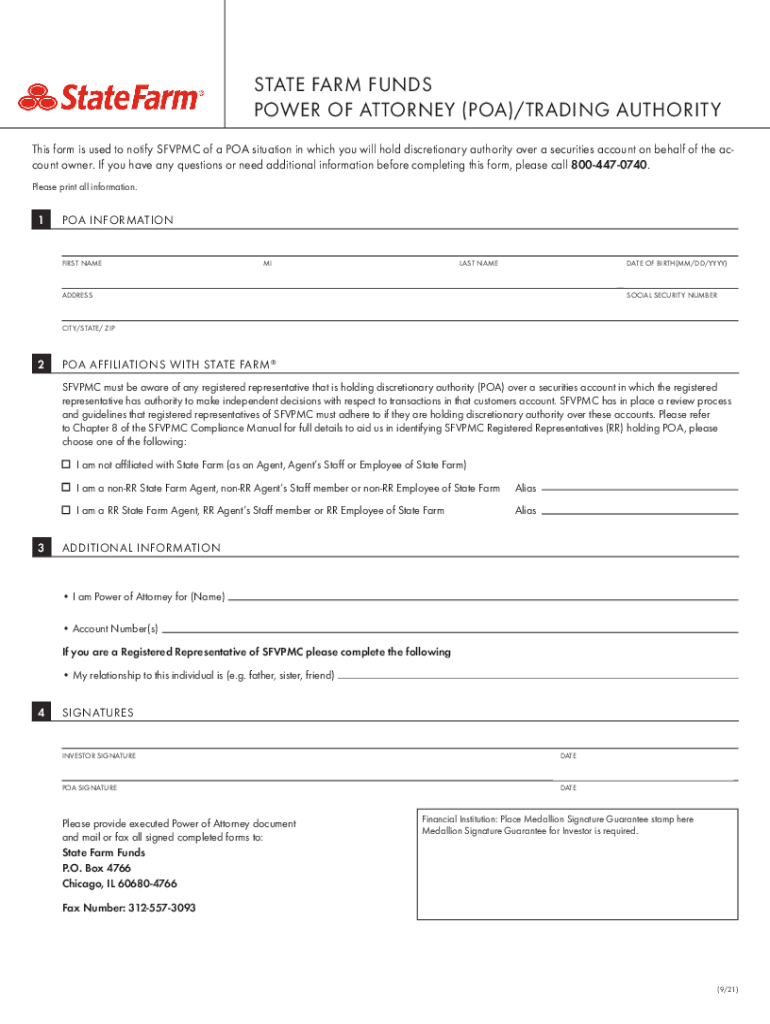 State Farm Power of Attorney Form