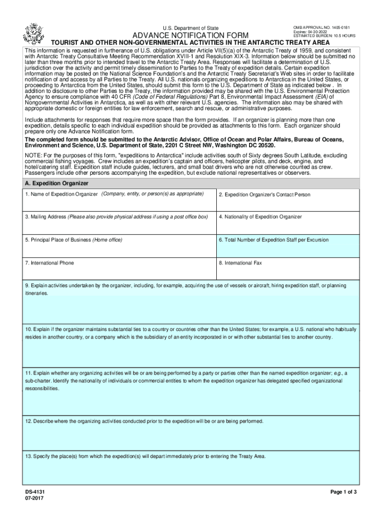 Advance Notification Form