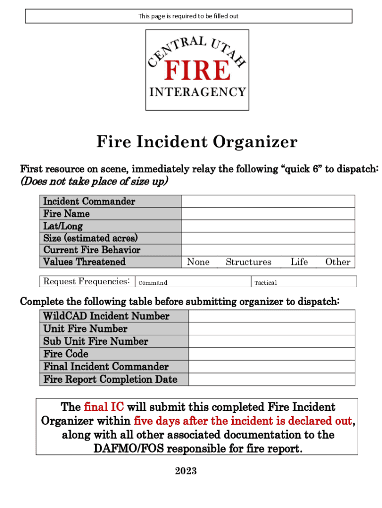  Fire Incident Organizer 2023-2024