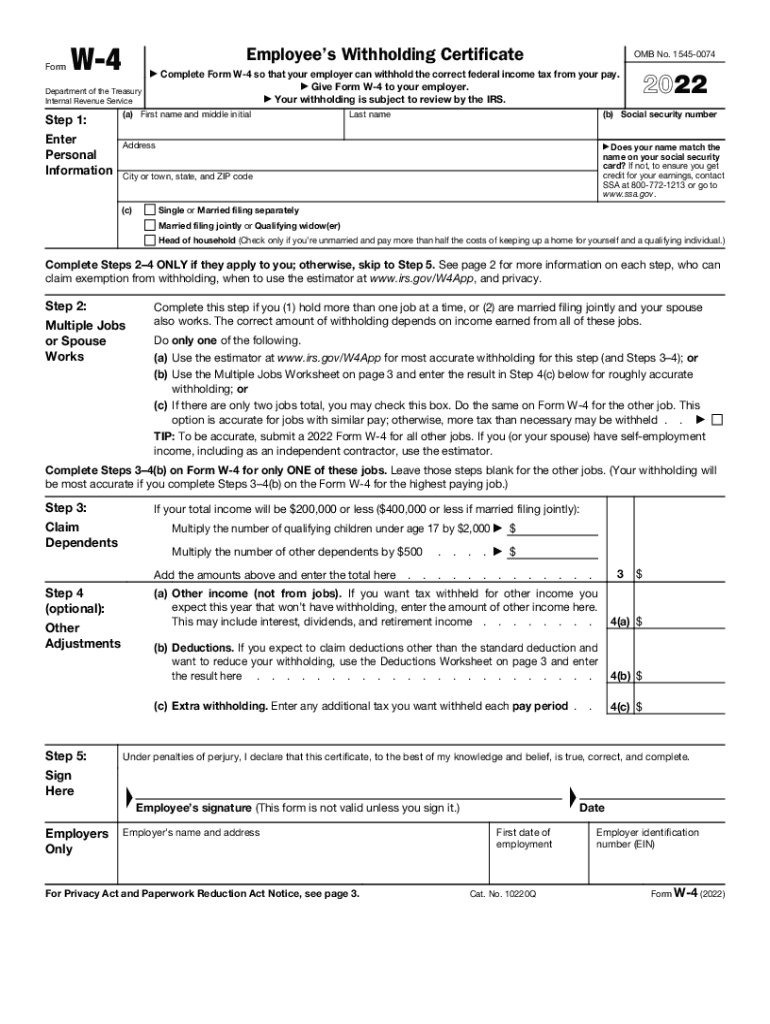 Form W-4 - Employee’s Withholding Certificate