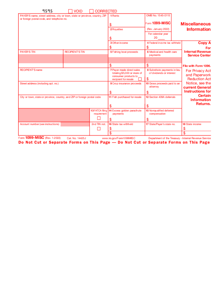  Form 1099 MISC Rev January IRS Tax Forms 2022-2023