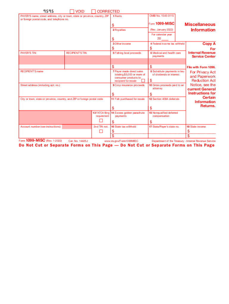  Form 1099 MISC Rev January IRS Tax Forms 2022-2024