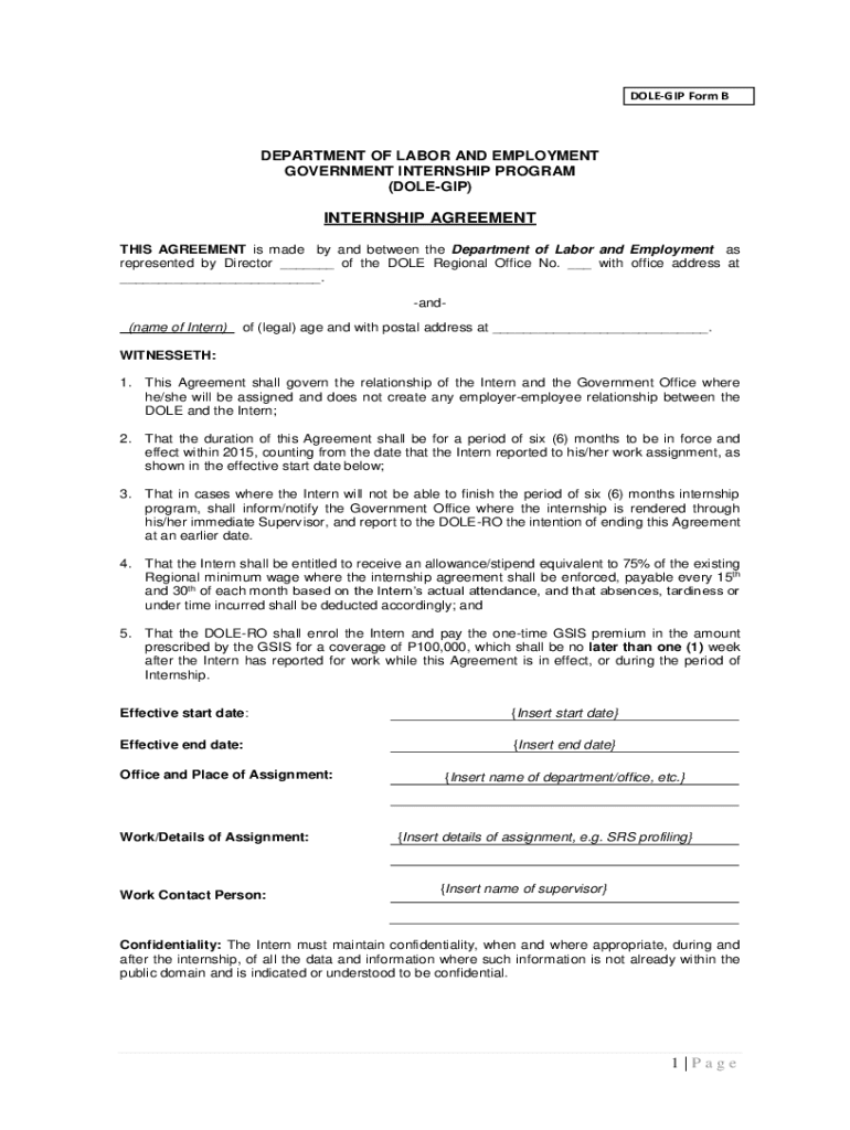 Application Government Internship Program Form