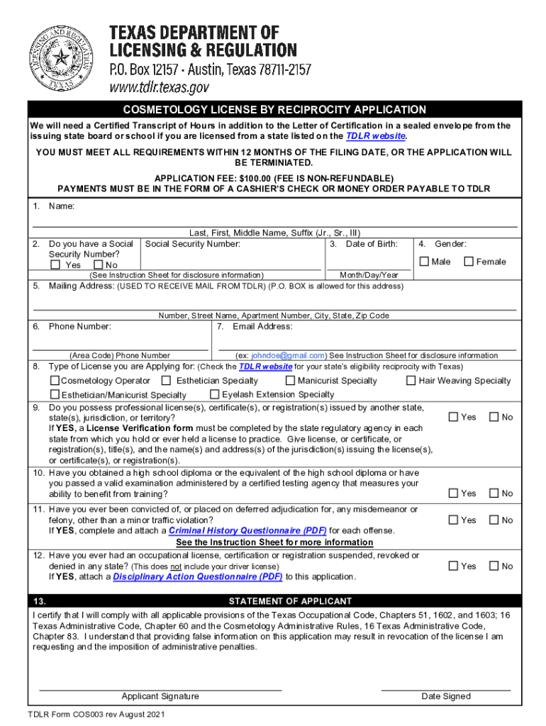 Tdlr Form Reciprocity