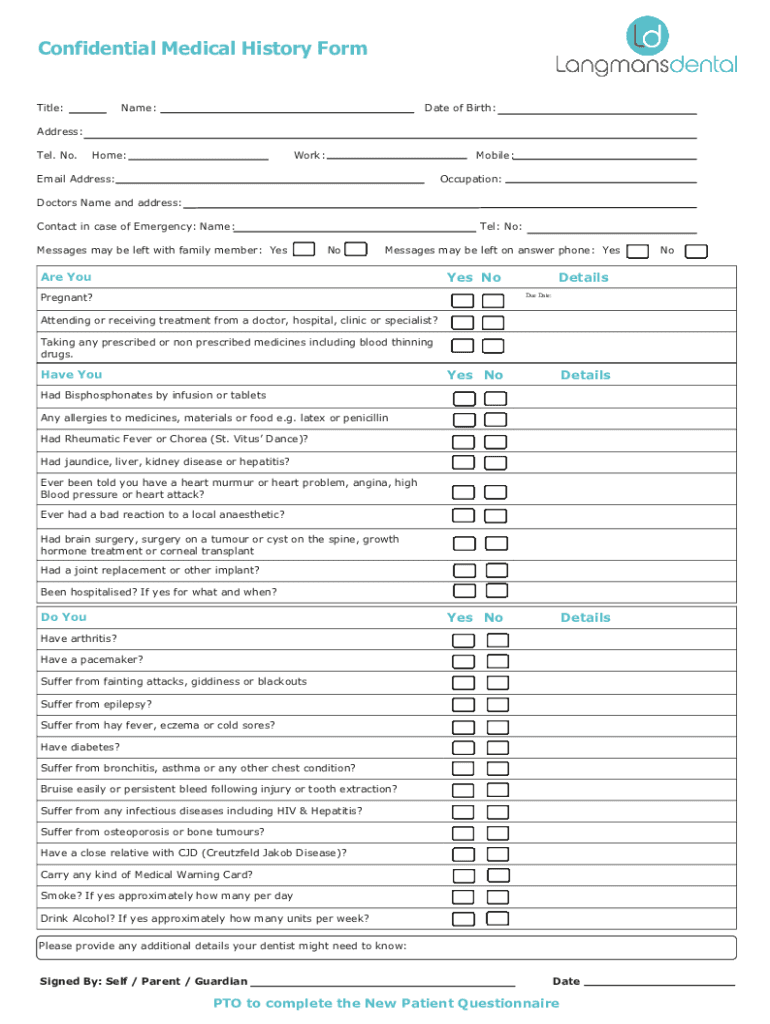 United Kingdom Dental Confidential  Form