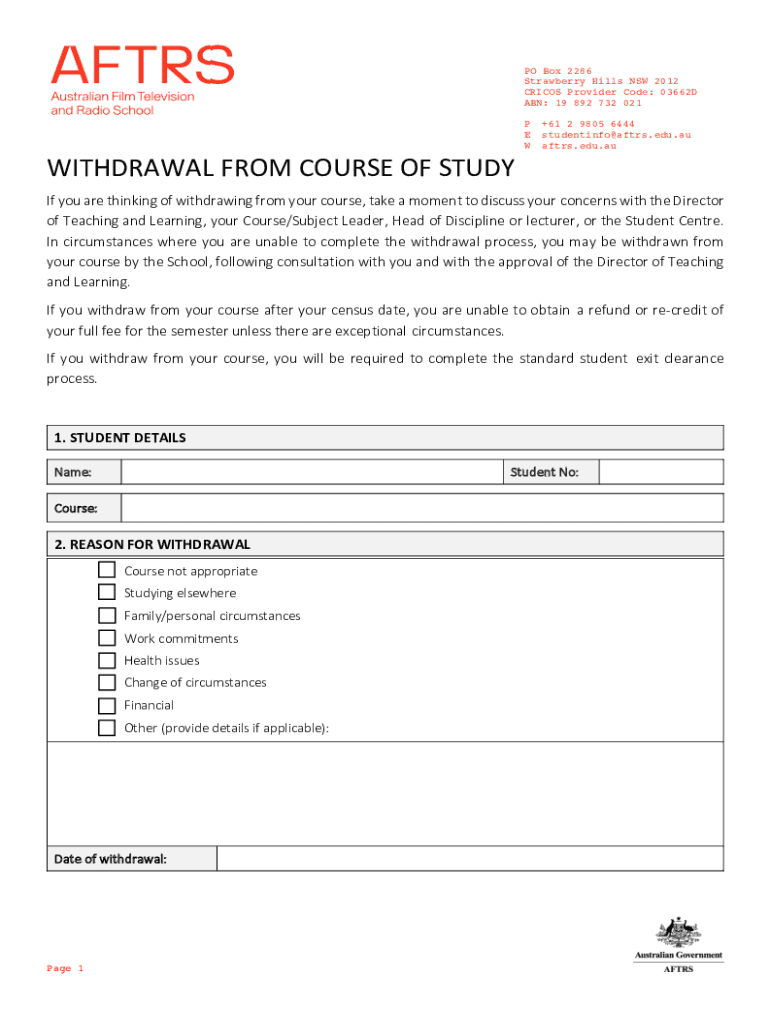 Australia Film Television Radio School  Form