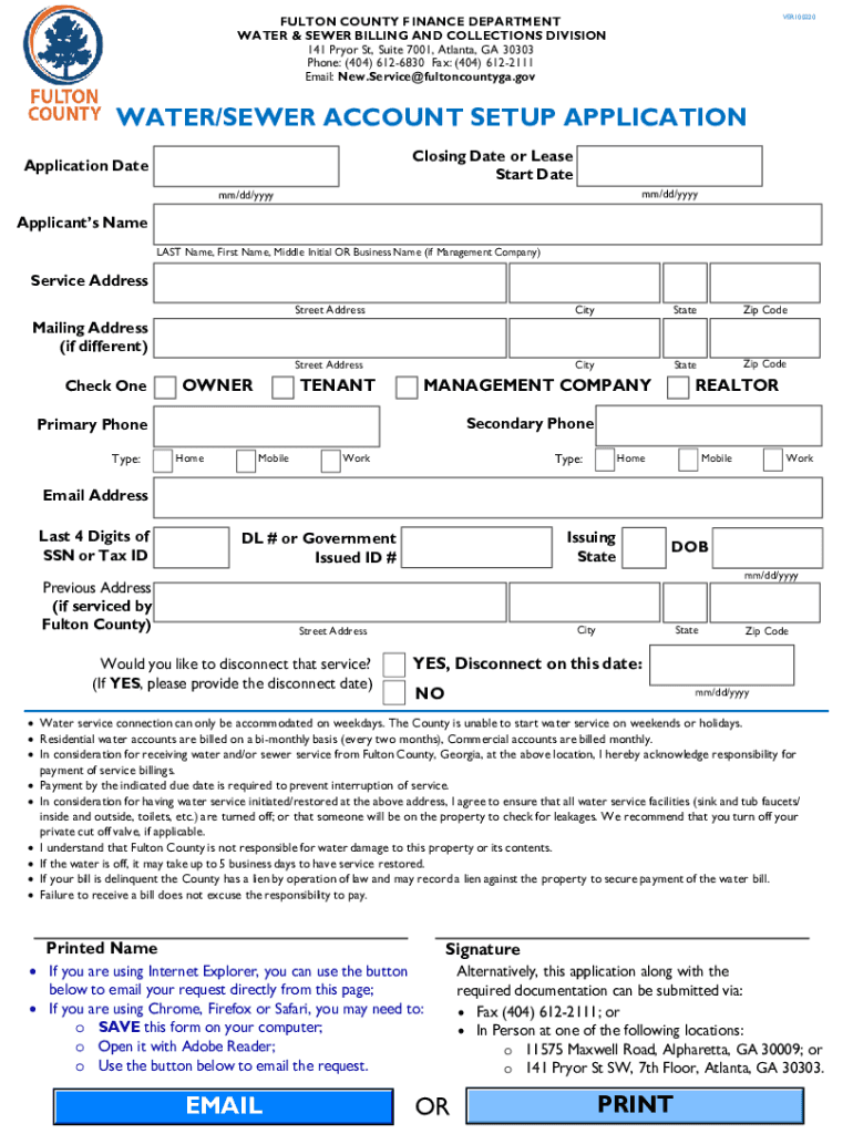 POOL FILL CREDIT REQUEST FORM Fulton County, Georgia