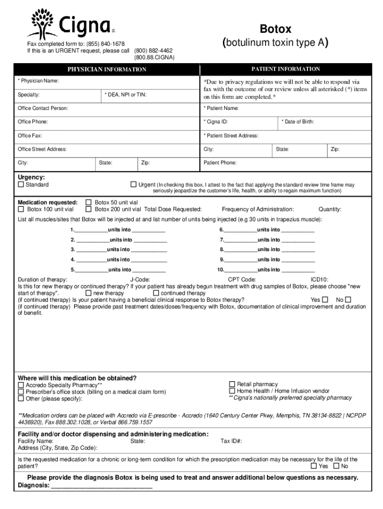 Cigna Botox Prior Authorization Form