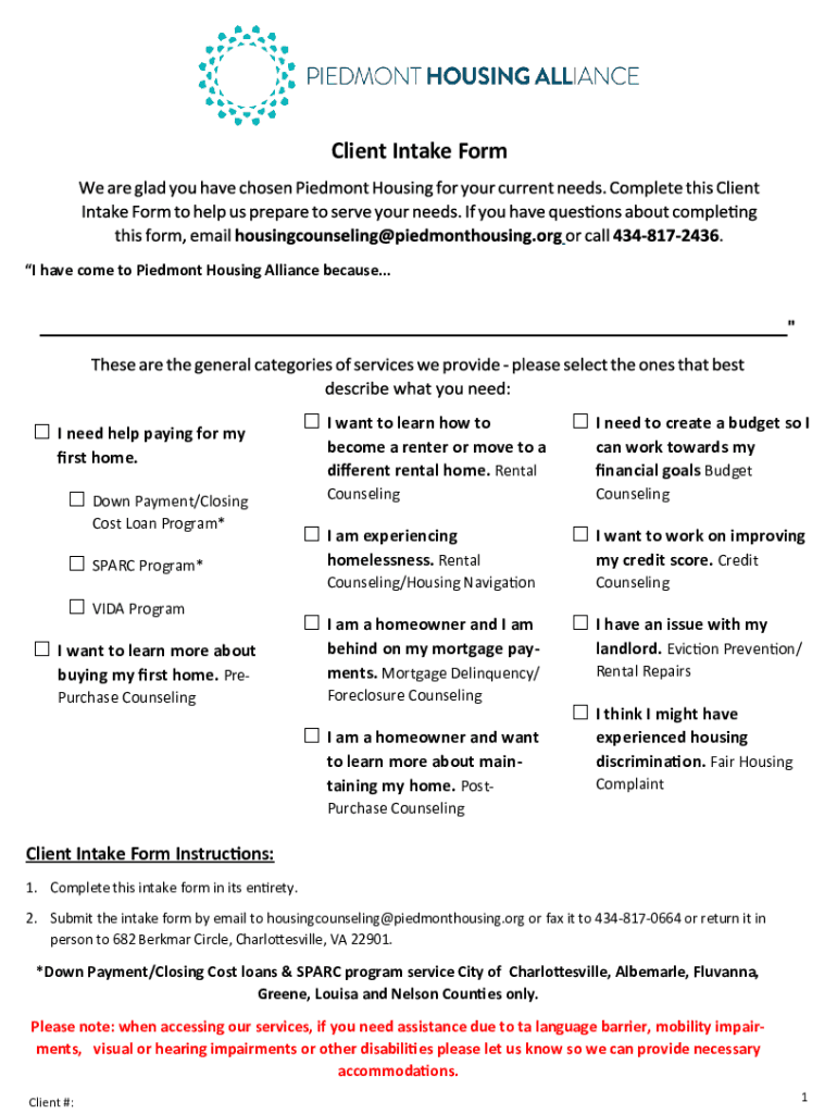 Piedmonthousingalliance Orgwp ContentuploadsClient Intake Form Piedmont Housing Alliance