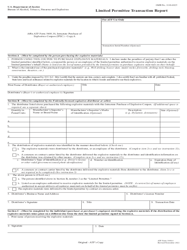 Limited Permittee Transaction Report Limited Permittee Transaction Report  Form